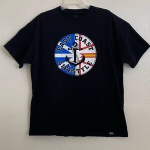 East Coast Lifestyle Men’s 100% Cotton Black T Shirt Size XL